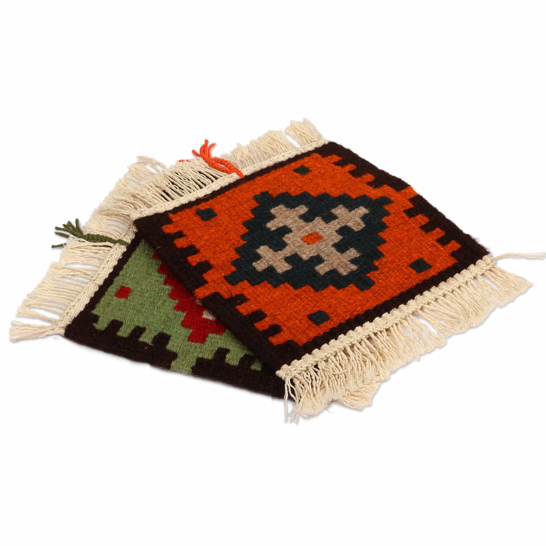 Folk Art Orange and Green 2-Piece Cross Wall Hanging Set - Autumn & Spring