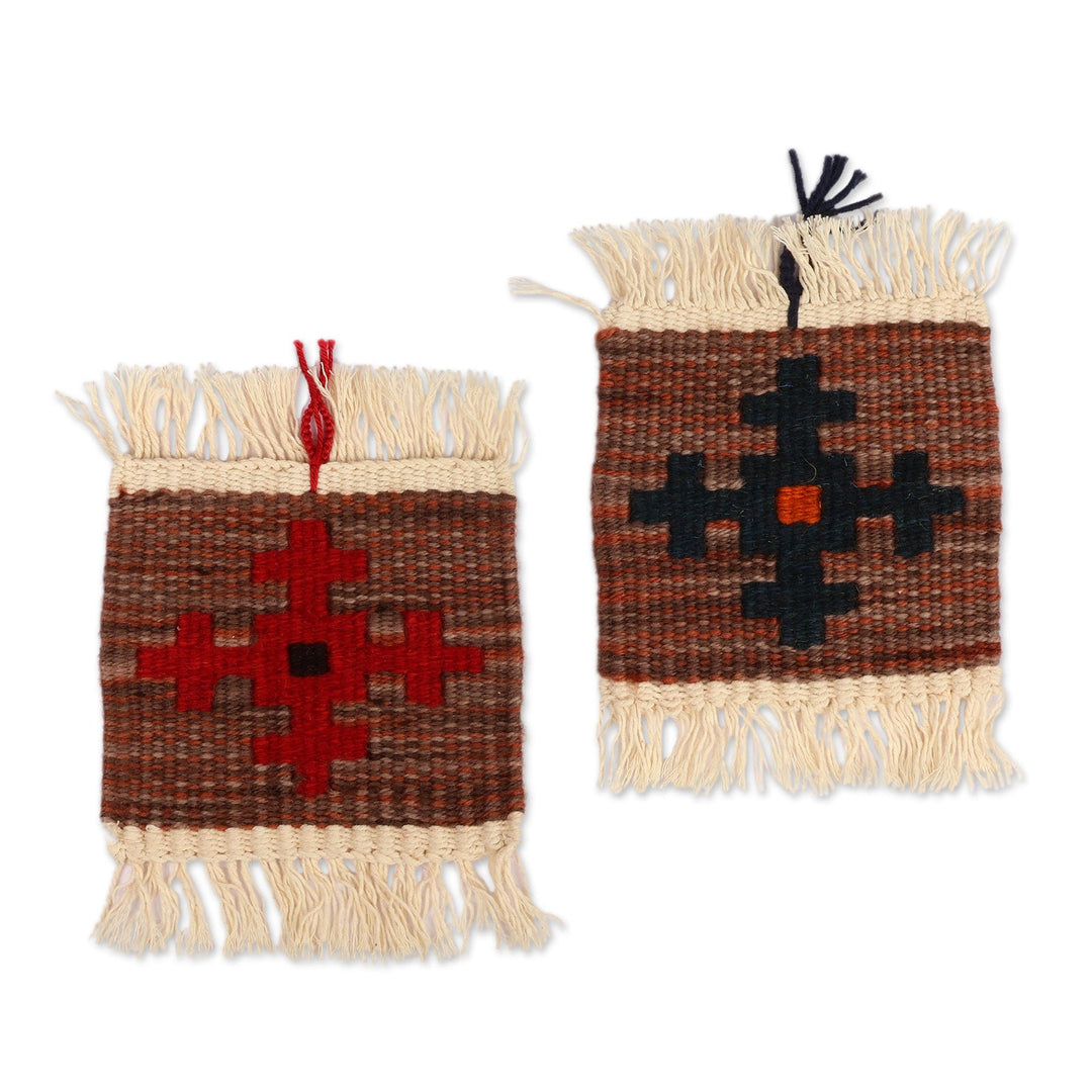 Loomed Cross-Themed 2-Piece Wool and Cotton Wall Hanging Set - Faith Duality