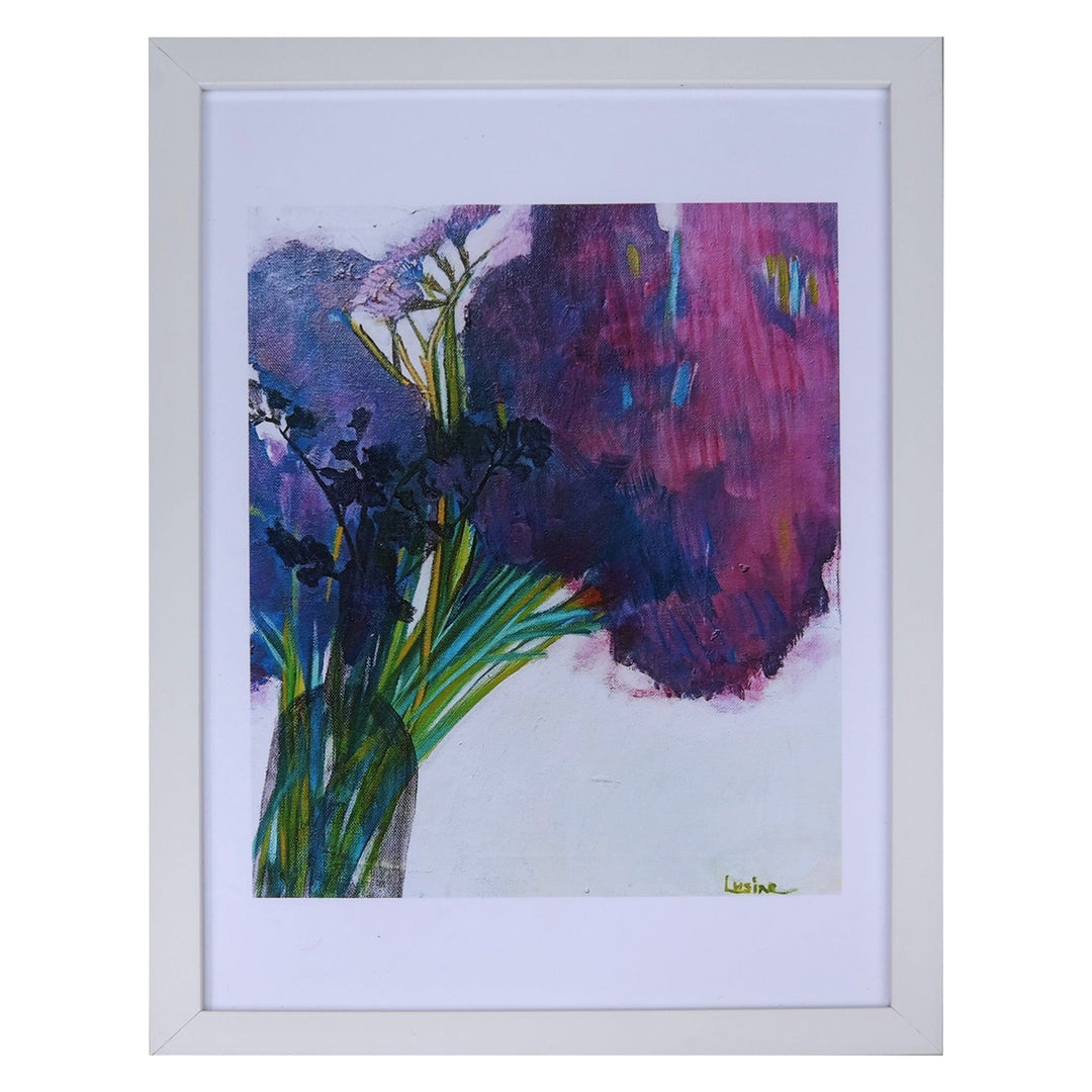 Impressionist Bouquet Color Photograph with Acrylic Frame - Purple Mood