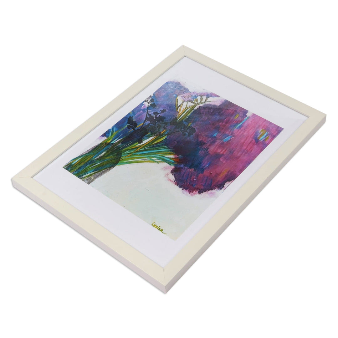 Impressionist Bouquet Color Photograph with Acrylic Frame - Purple Mood