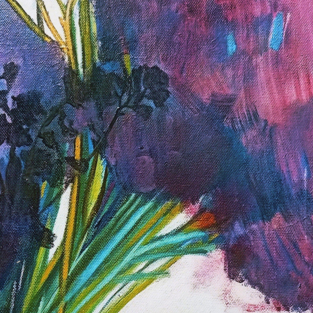 Impressionist Bouquet Color Photograph with Acrylic Frame - Purple Mood