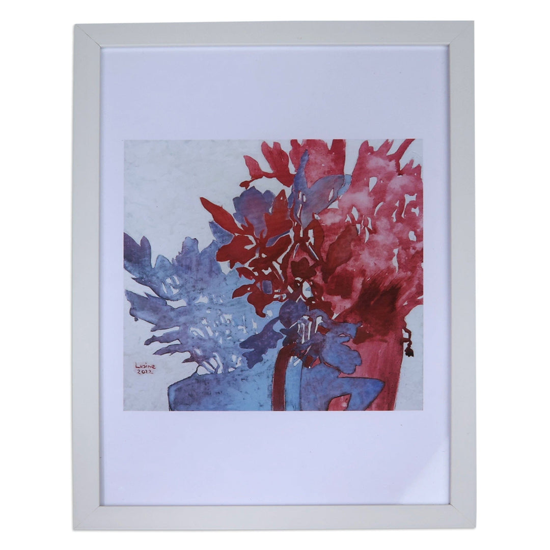 Spring-Inspired Blue and Red Color Photograph with Frame - The Smell of Spring
