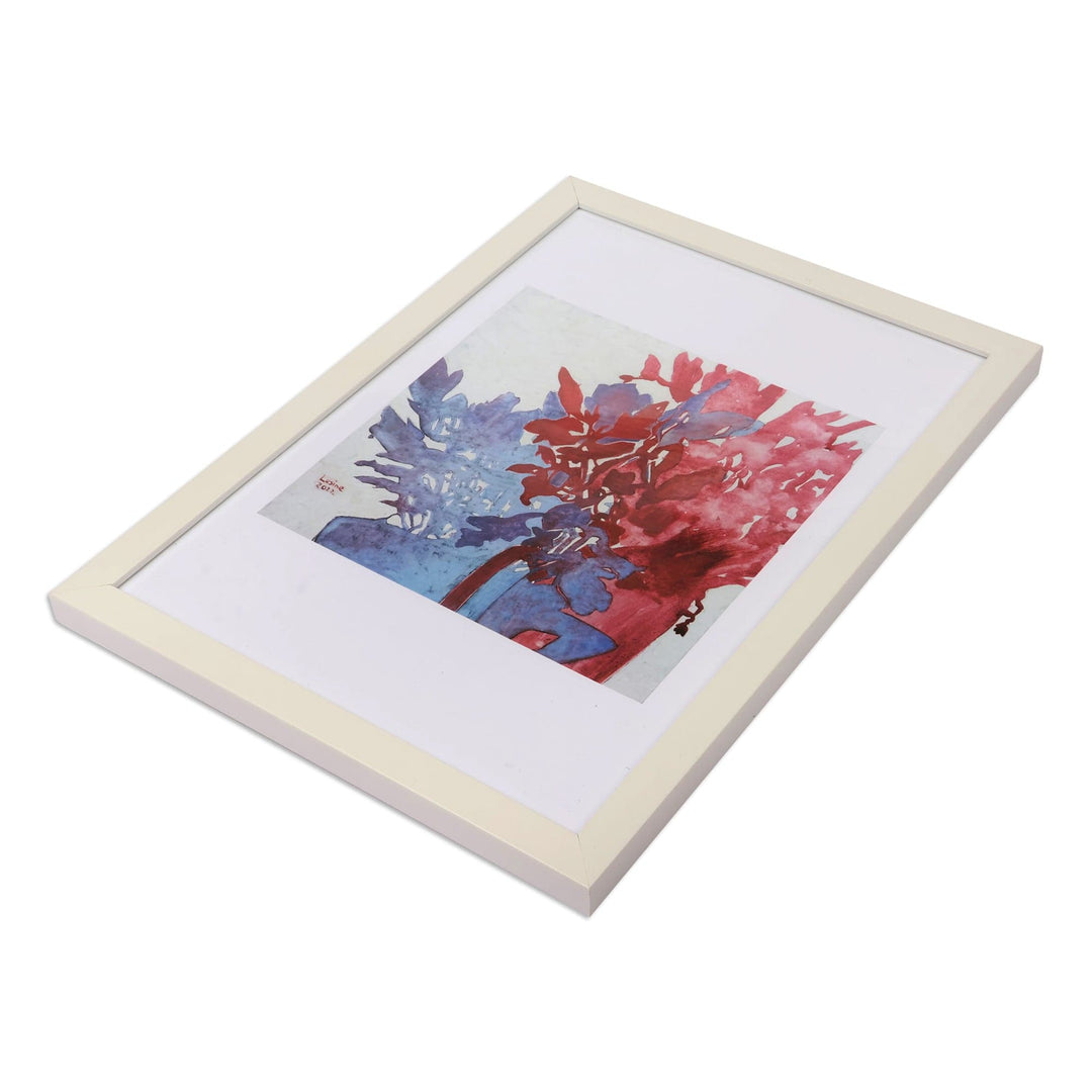 Spring-Inspired Blue and Red Color Photograph with Frame - The Smell of Spring
