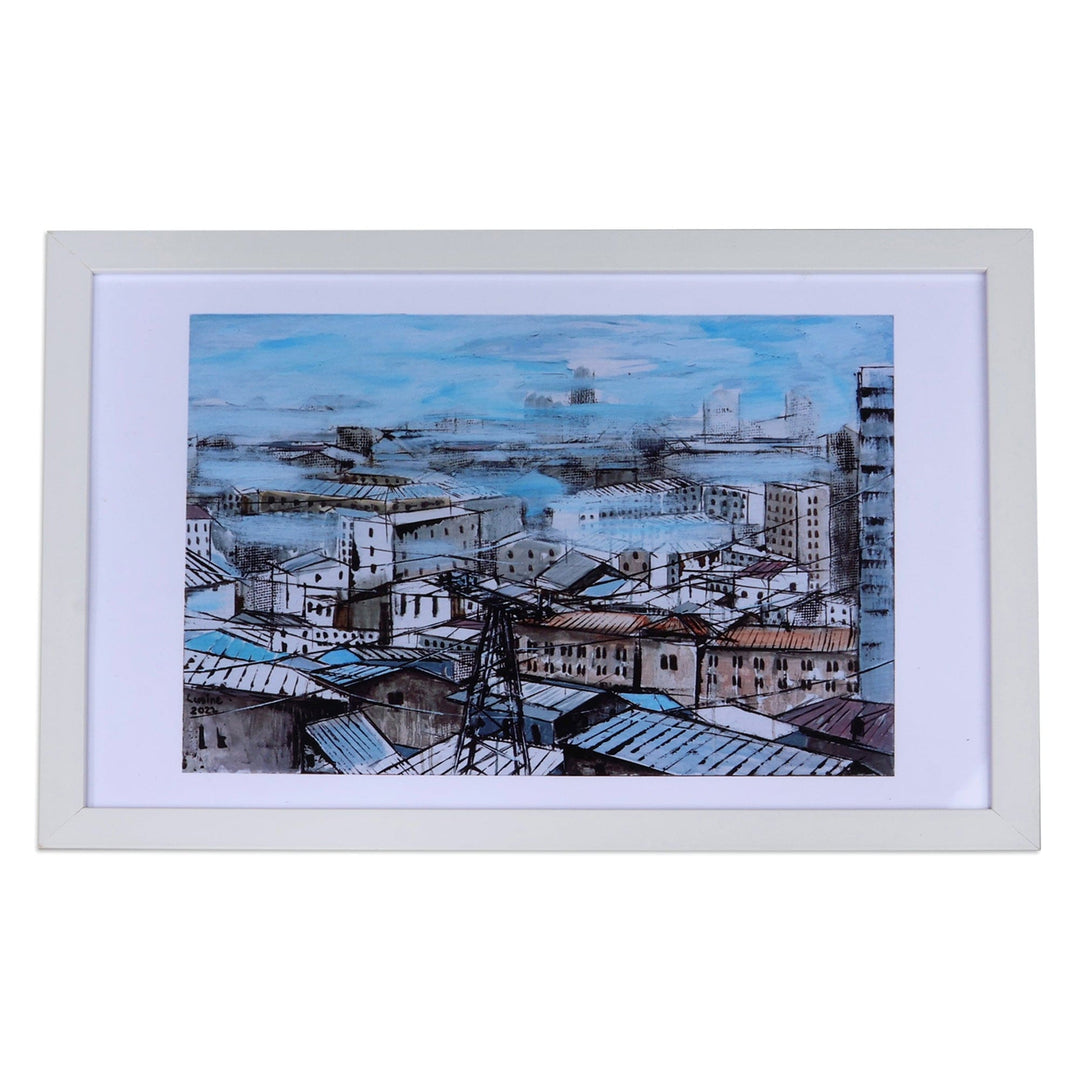Blue Urban Landscape Color Photograph of the Saralanj City - Saralanj