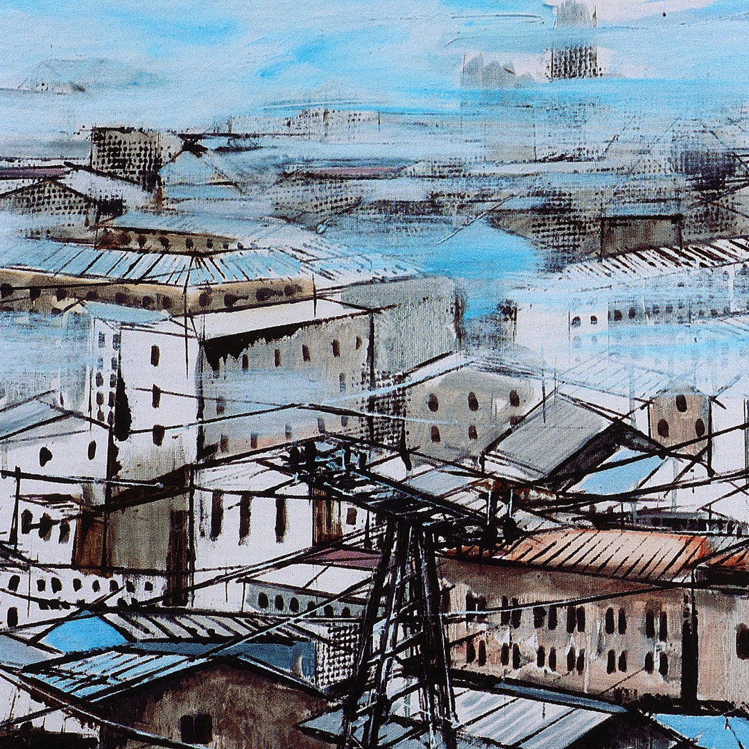 Blue Urban Landscape Color Photograph of the Saralanj City - Saralanj