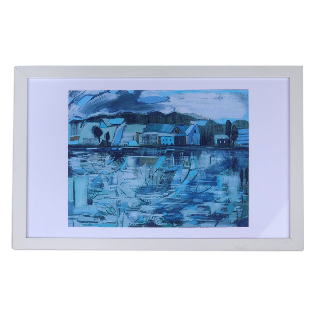 Impressionist Landscape Color Photograph in a Blue Palette - Lake's Dream
