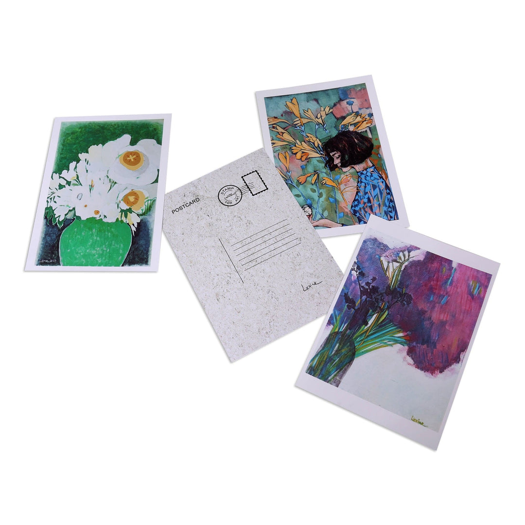 Floral Impressionist 4-Piece Paper Photograph Postcard Set - Floral Salute