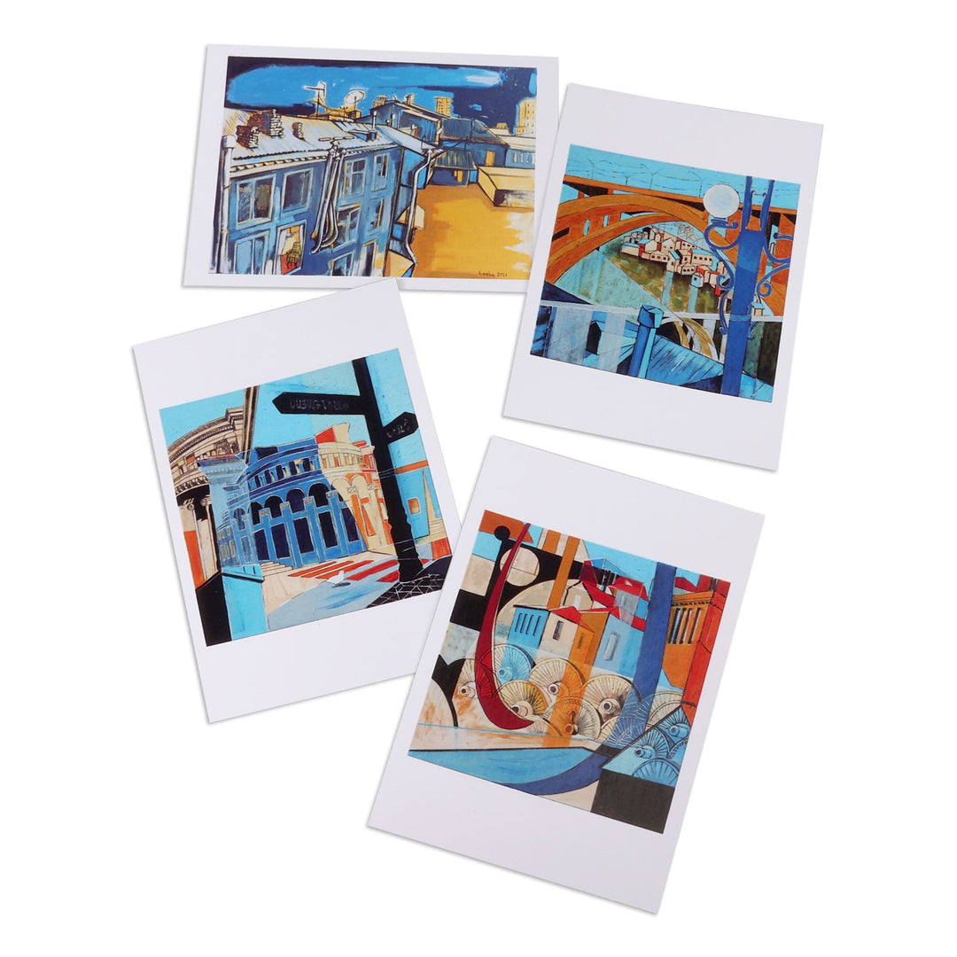 Printed 4-Piece Paper Cityscape Photograph Postcard Set - Yerevan Scenes