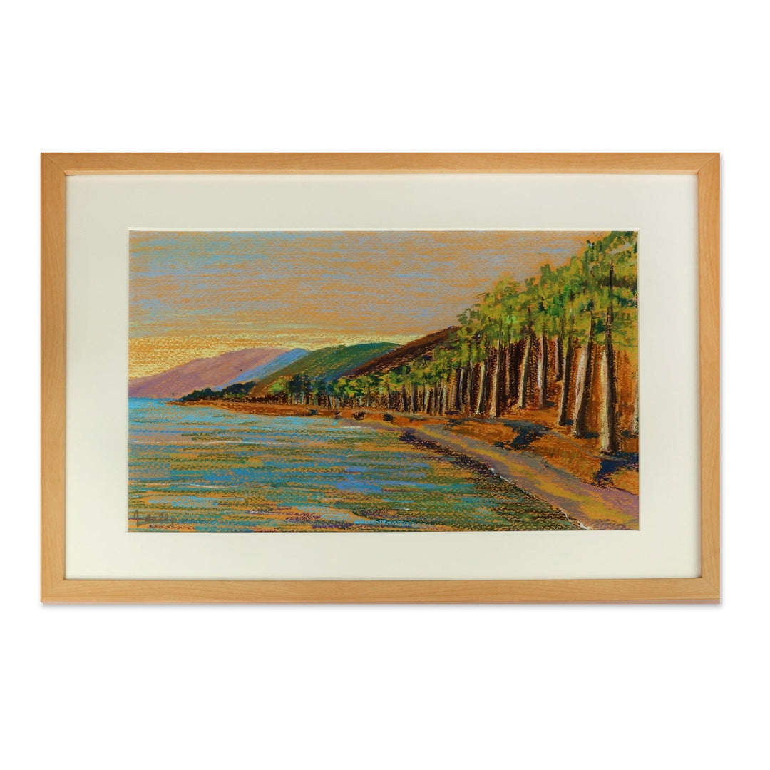 Impressionist Oil on Paper Lake Sevan Landscape Painting - Lake Sevan