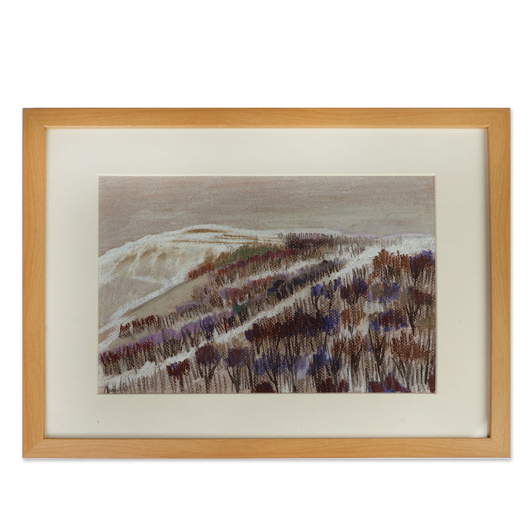 Signed Oil on Paper Landscape Painting with Acrylic Frame - Jermuk City in March