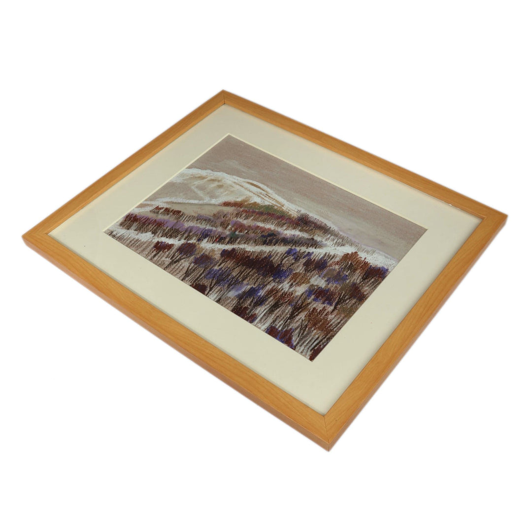 Signed Oil on Paper Landscape Painting with Acrylic Frame - Jermuk City in March