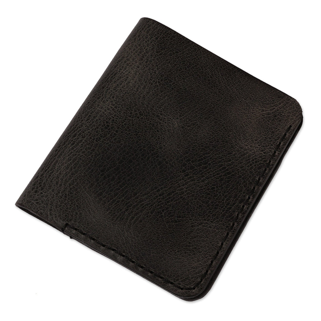 Artisan-Made Black 100% Leather Bifold Wallet from Armenia - Dark Classic