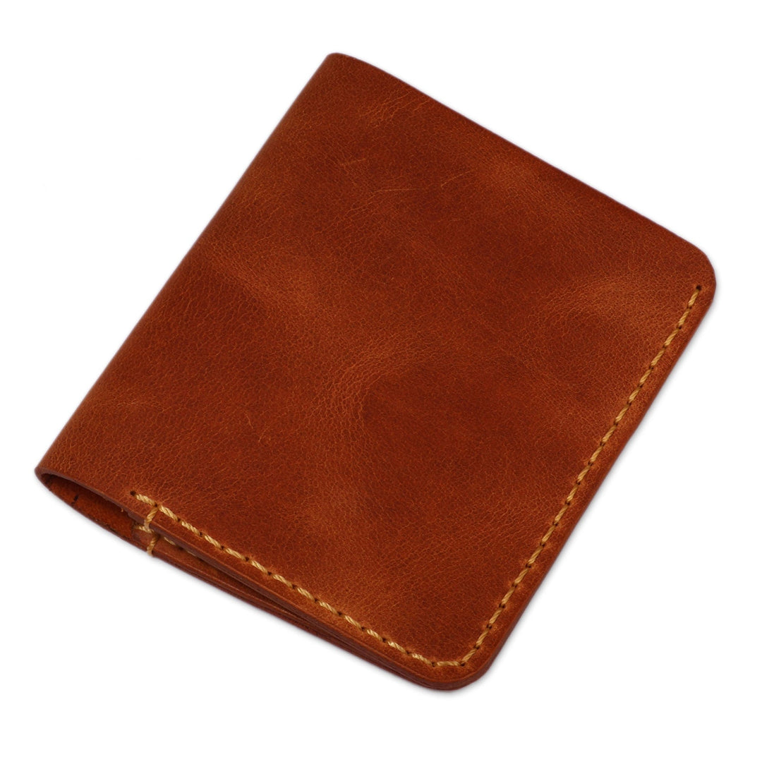 Handcrafted Brown 100% Leather Bifold Wallet from Armenia - Evening Classic