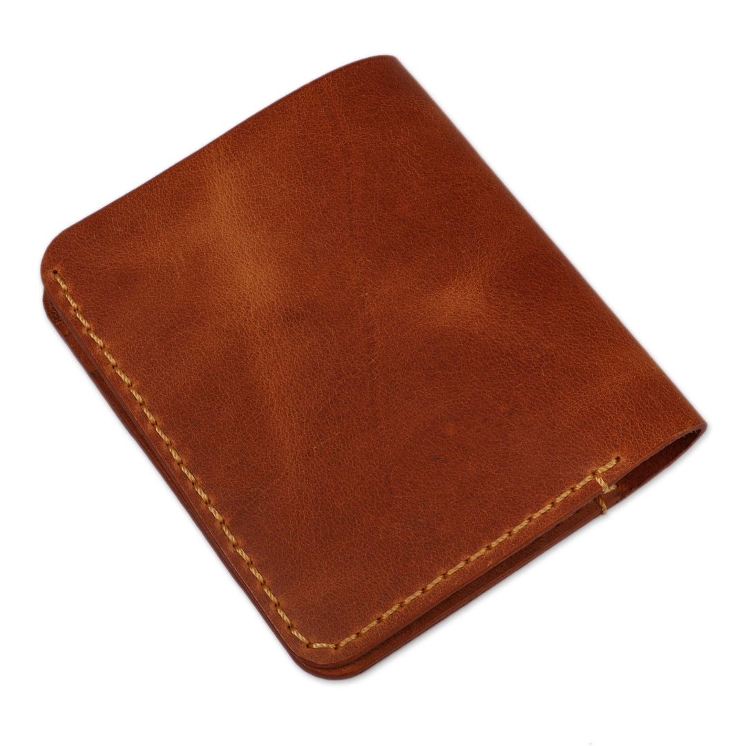 Handcrafted Brown 100% Leather Bifold Wallet from Armenia - Evening Classic