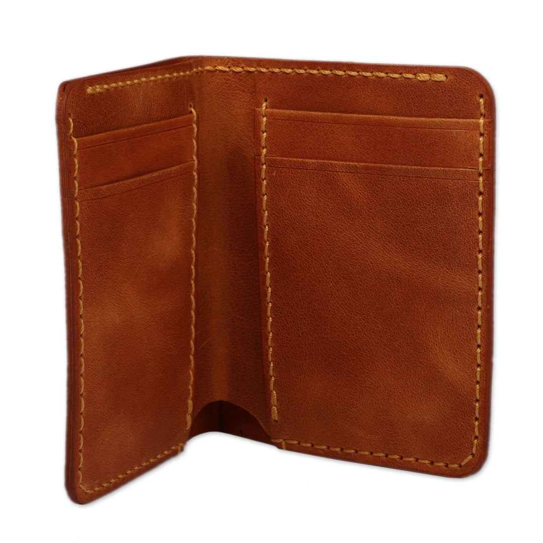 Handcrafted Brown 100% Leather Bifold Wallet from Armenia - Evening Classic