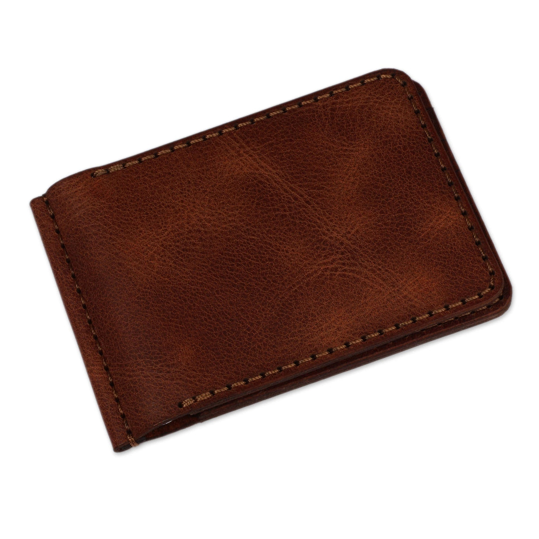 Brown 100% Leather Bifold Card Holder-Wallet from Armenia - Urban Brown