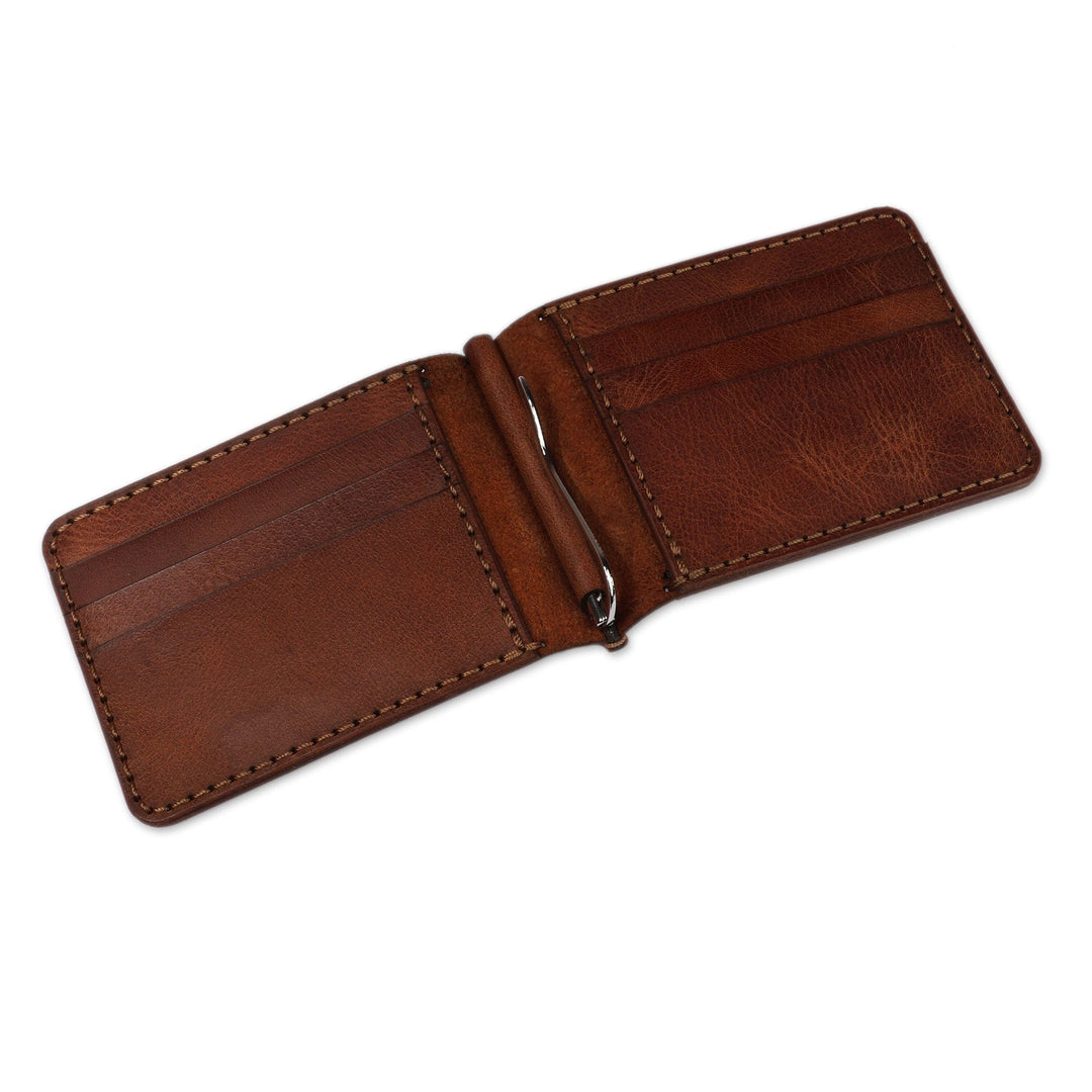 Brown 100% Leather Bifold Card Holder-Wallet from Armenia - Urban Brown