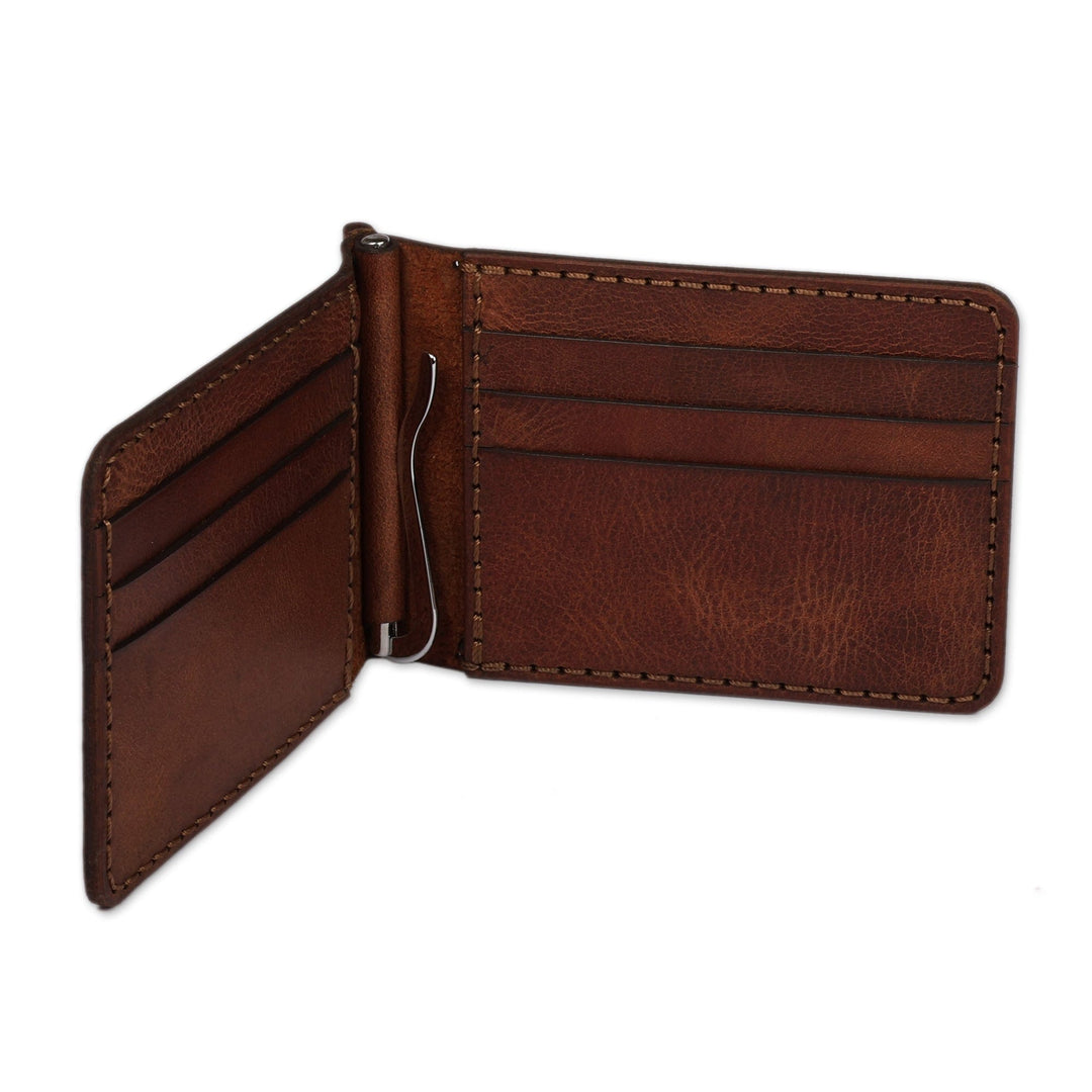 Brown 100% Leather Bifold Card Holder-Wallet from Armenia - Urban Brown