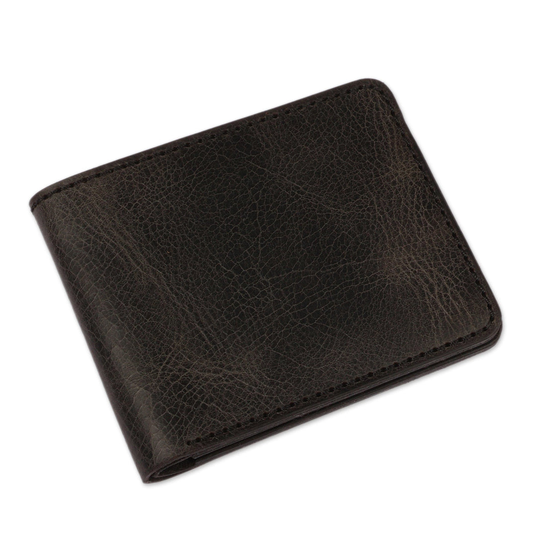 Handcrafted Bifold 100% Leather Wallet in a Solid Black Hue - Successful Night