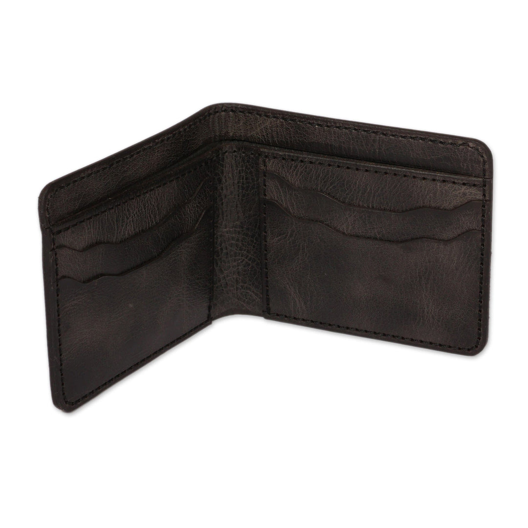 Handcrafted Bifold 100% Leather Wallet in a Solid Black Hue - Successful Night