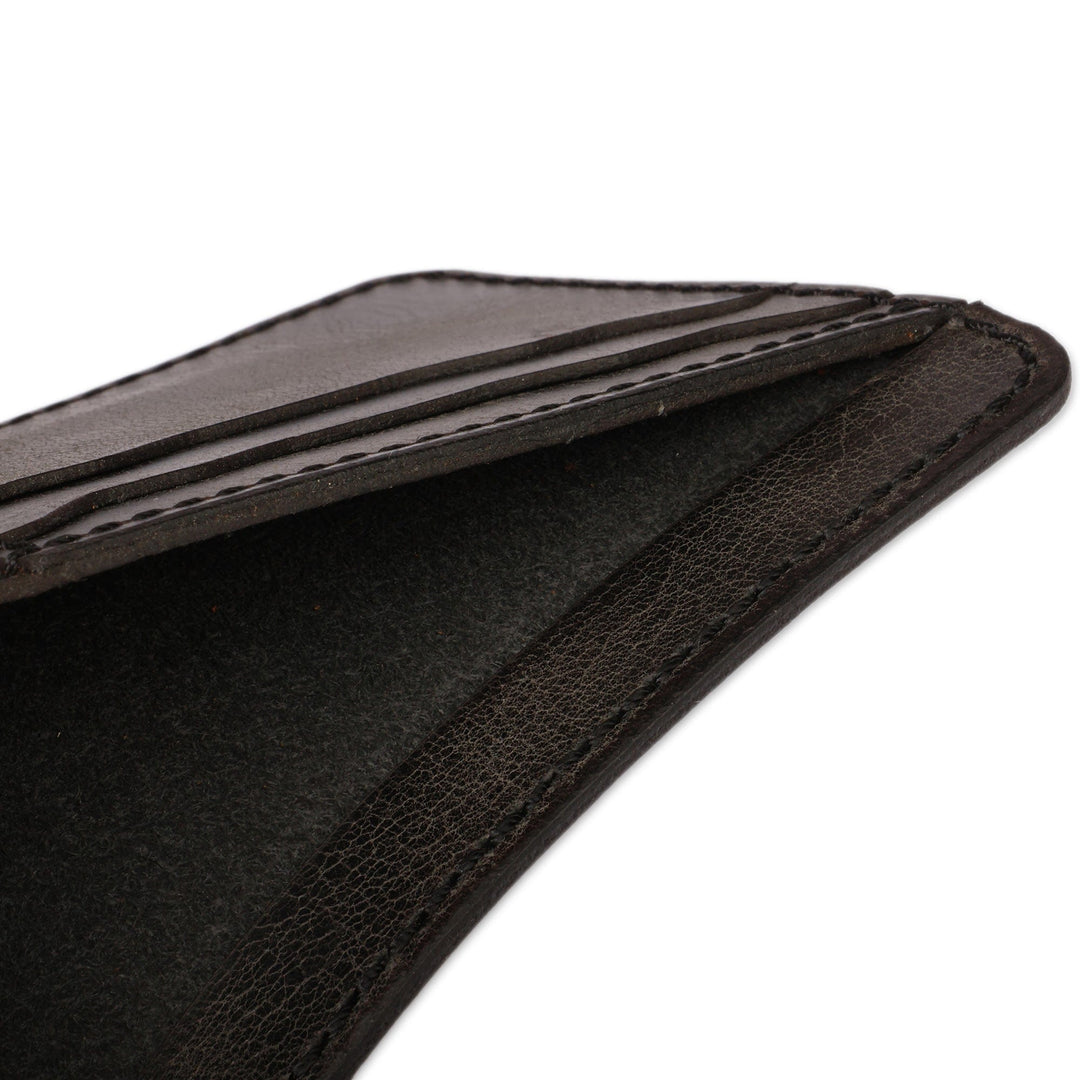 Handcrafted Bifold 100% Leather Wallet in a Solid Black Hue - Successful Night