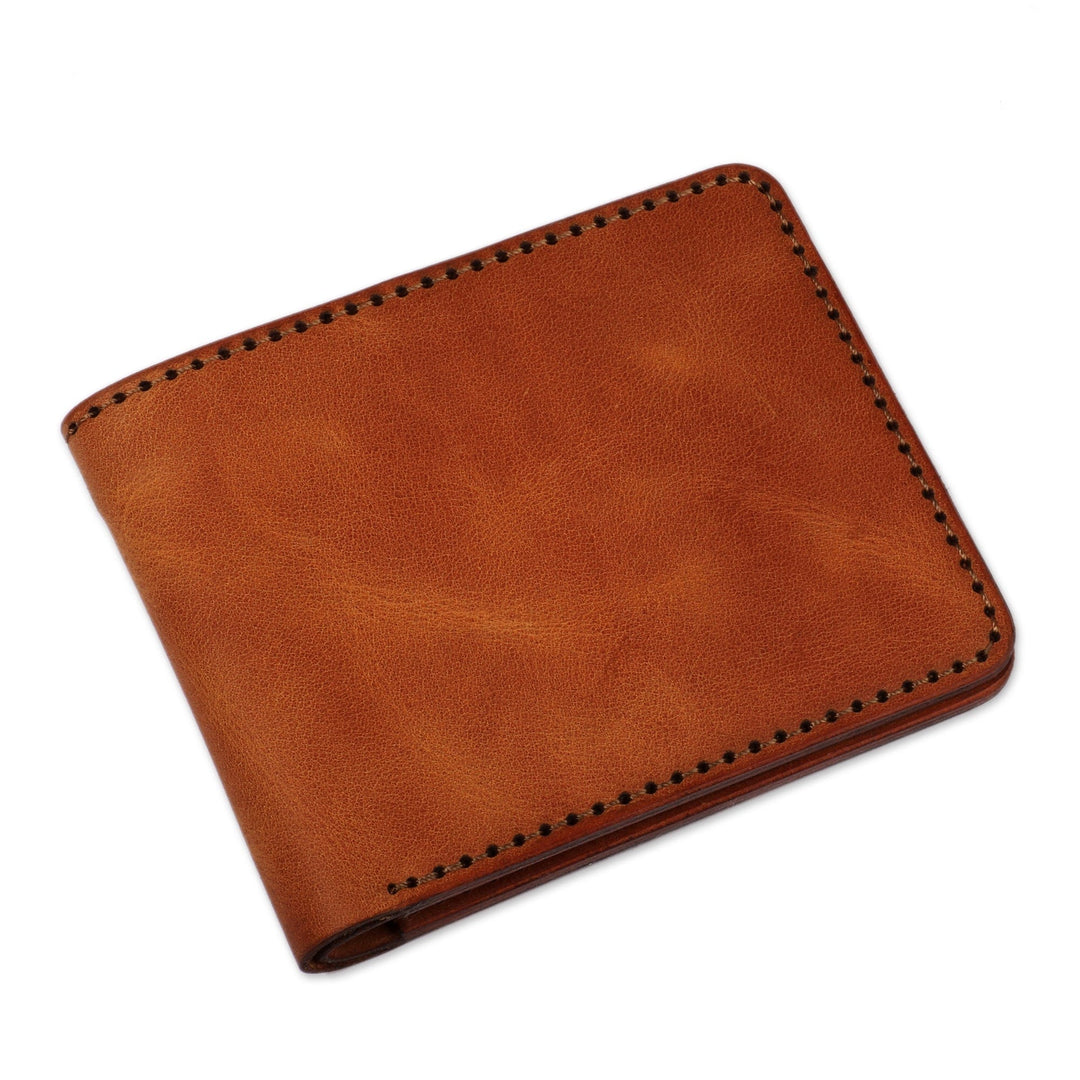 Armenian-Made Bifold 100% Leather Wallet in an Orange Hue - Successful Autumn