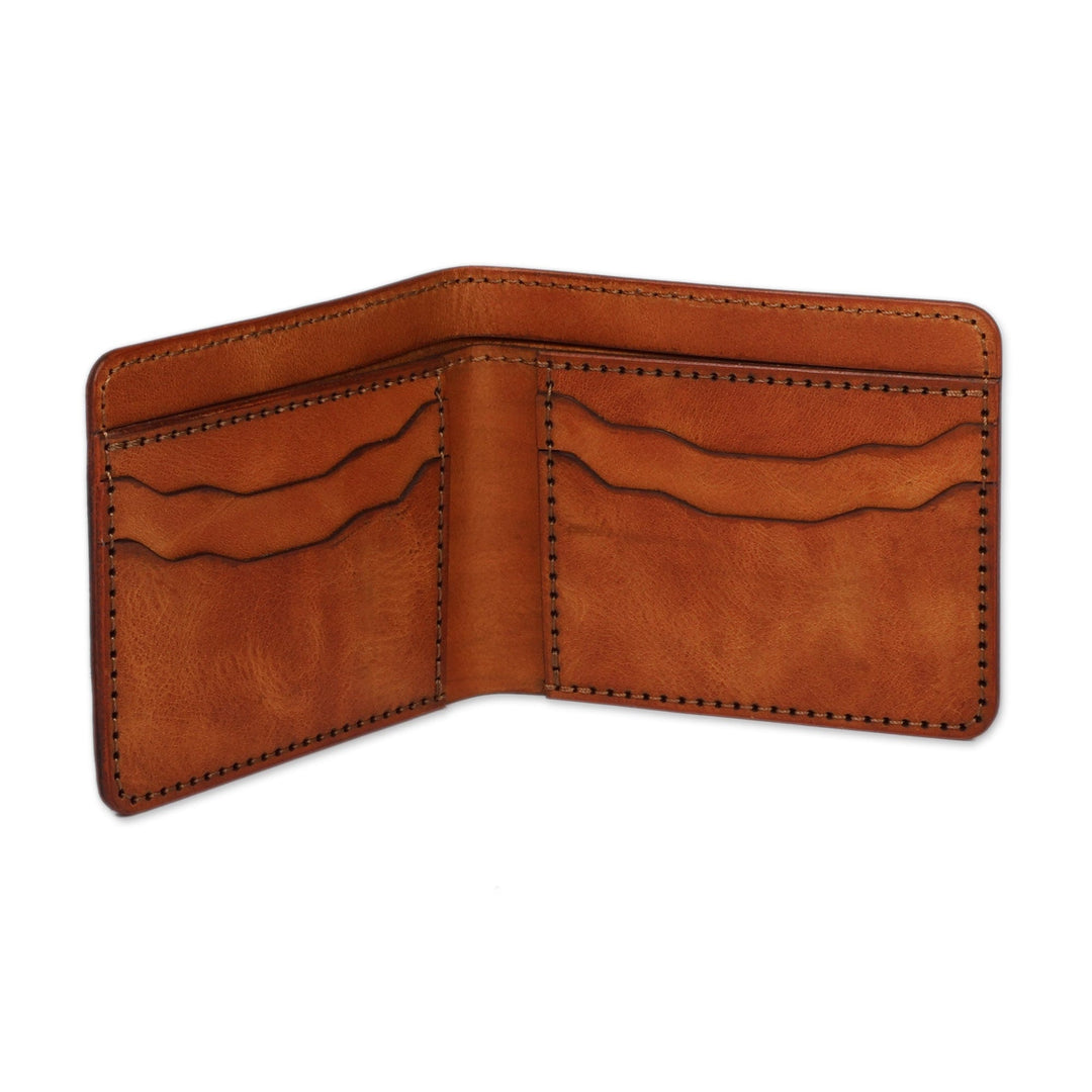 Armenian-Made Bifold 100% Leather Wallet in an Orange Hue - Successful Autumn