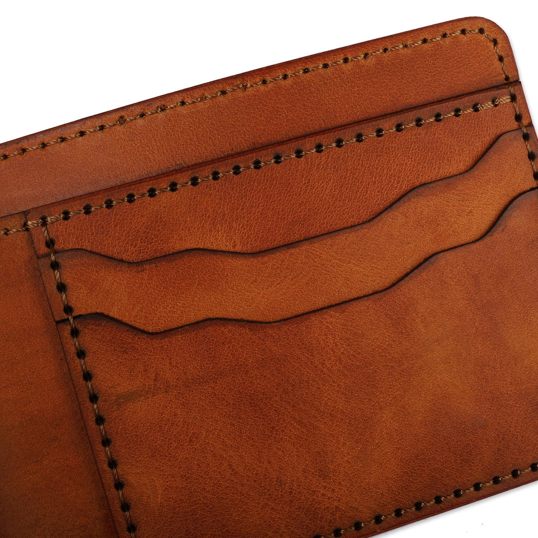 Armenian-Made Bifold 100% Leather Wallet in an Orange Hue - Successful Autumn