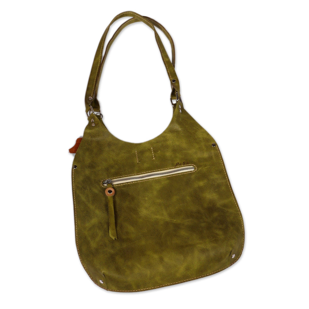 Sylvan Green 100% Leather Hobo Bag Handcrafted in Armenia - Sylvan Days