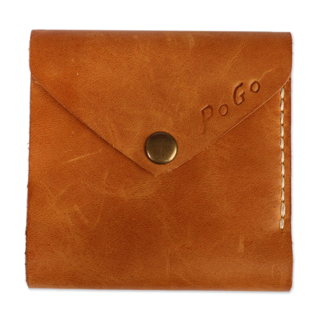 Minimalist Yellow 100% Leather Wallet with Snap Closure - Rich Yellow
