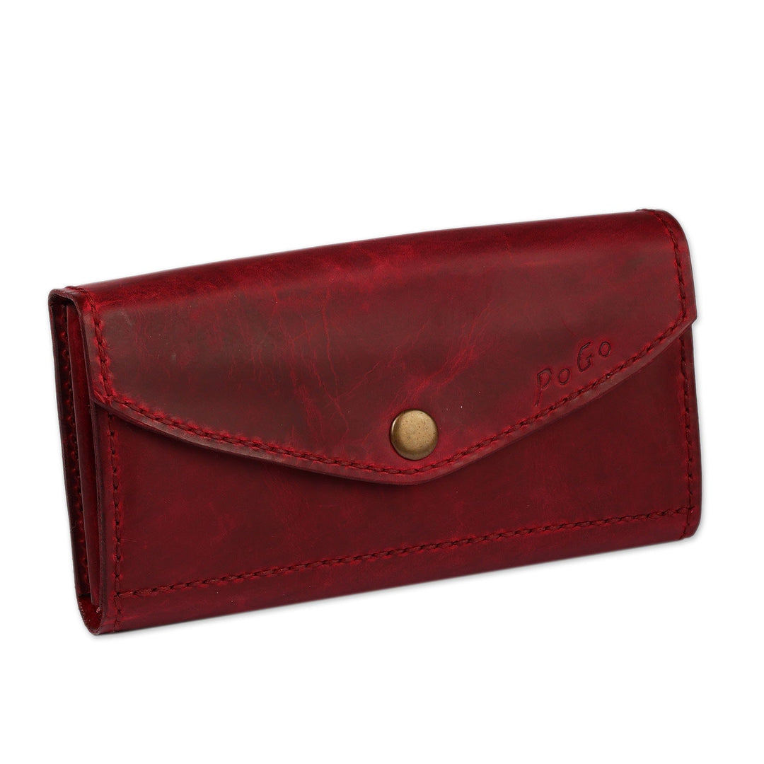Minimalist-Inspired Burgundy Leather Clutch from Armenia - Burgundy Lady