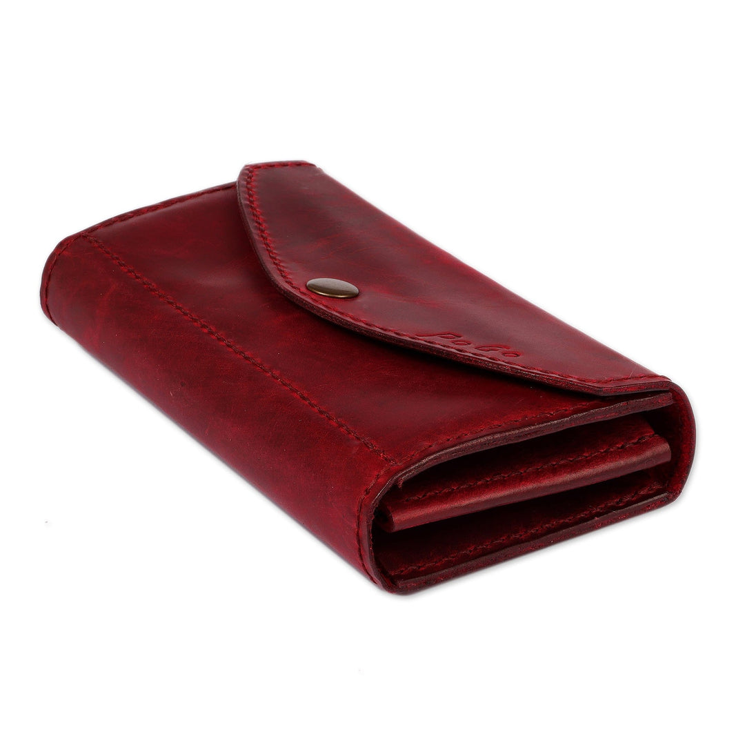 Minimalist-Inspired Burgundy Leather Clutch from Armenia - Burgundy Lady