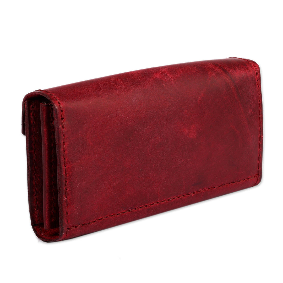 Minimalist-Inspired Burgundy Leather Clutch from Armenia - Burgundy Lady
