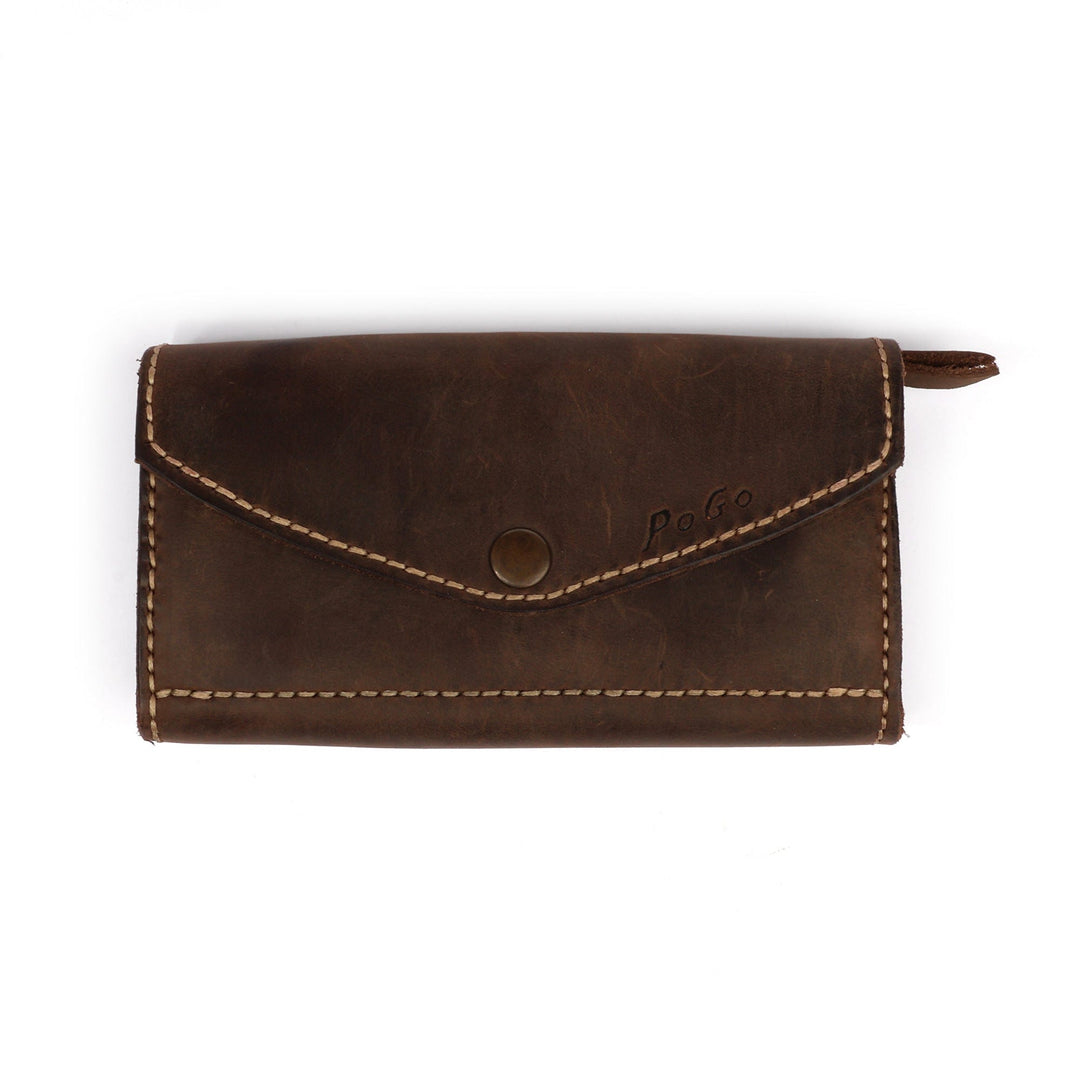 Classic Handcrafted Chocolate Leather Clutch from Armenia - Chocolate Lady