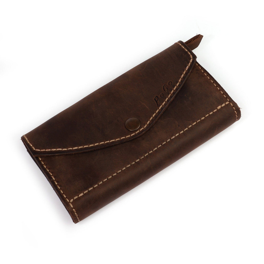 Classic Handcrafted Chocolate Leather Clutch from Armenia - Chocolate Lady