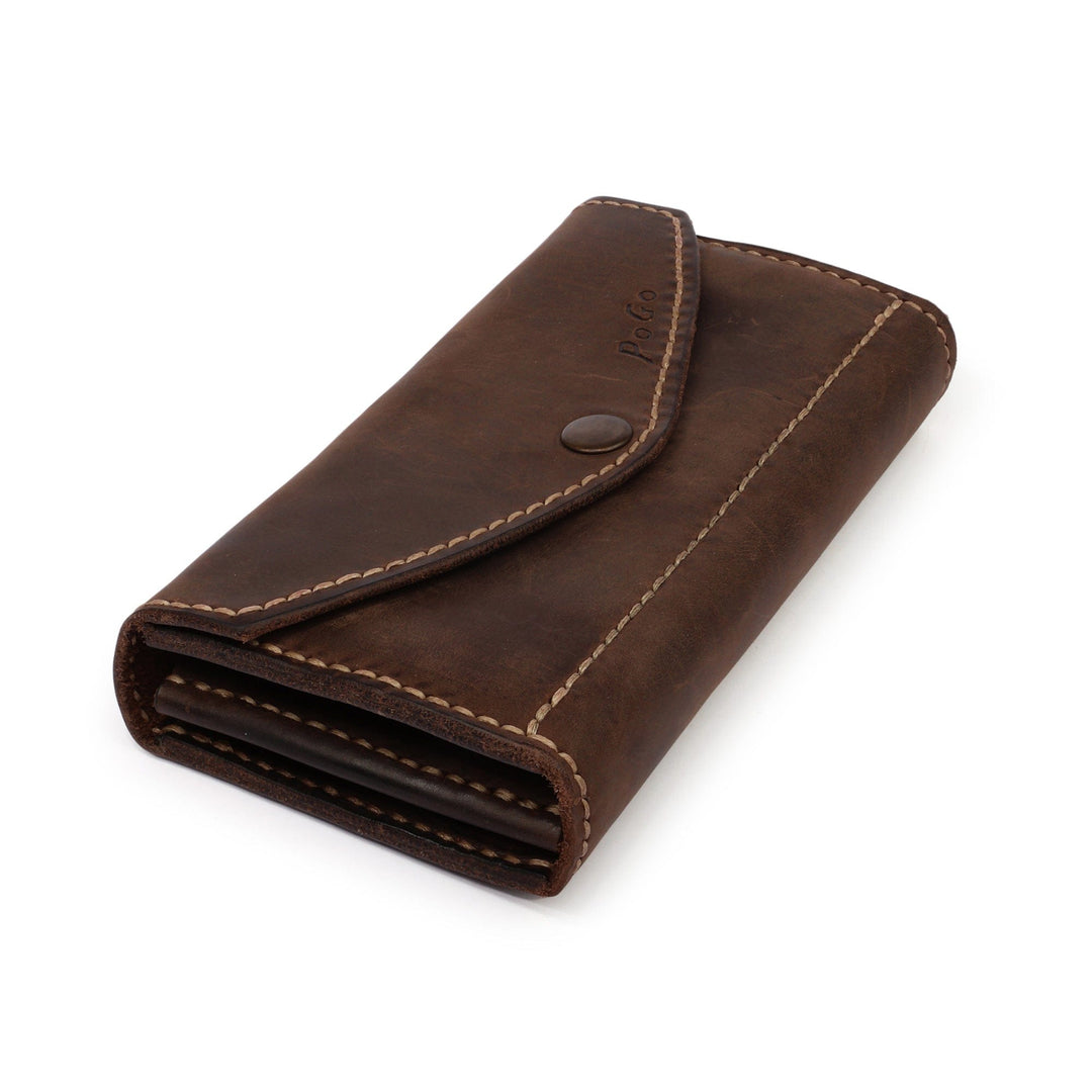 Classic Handcrafted Chocolate Leather Clutch from Armenia - Chocolate Lady