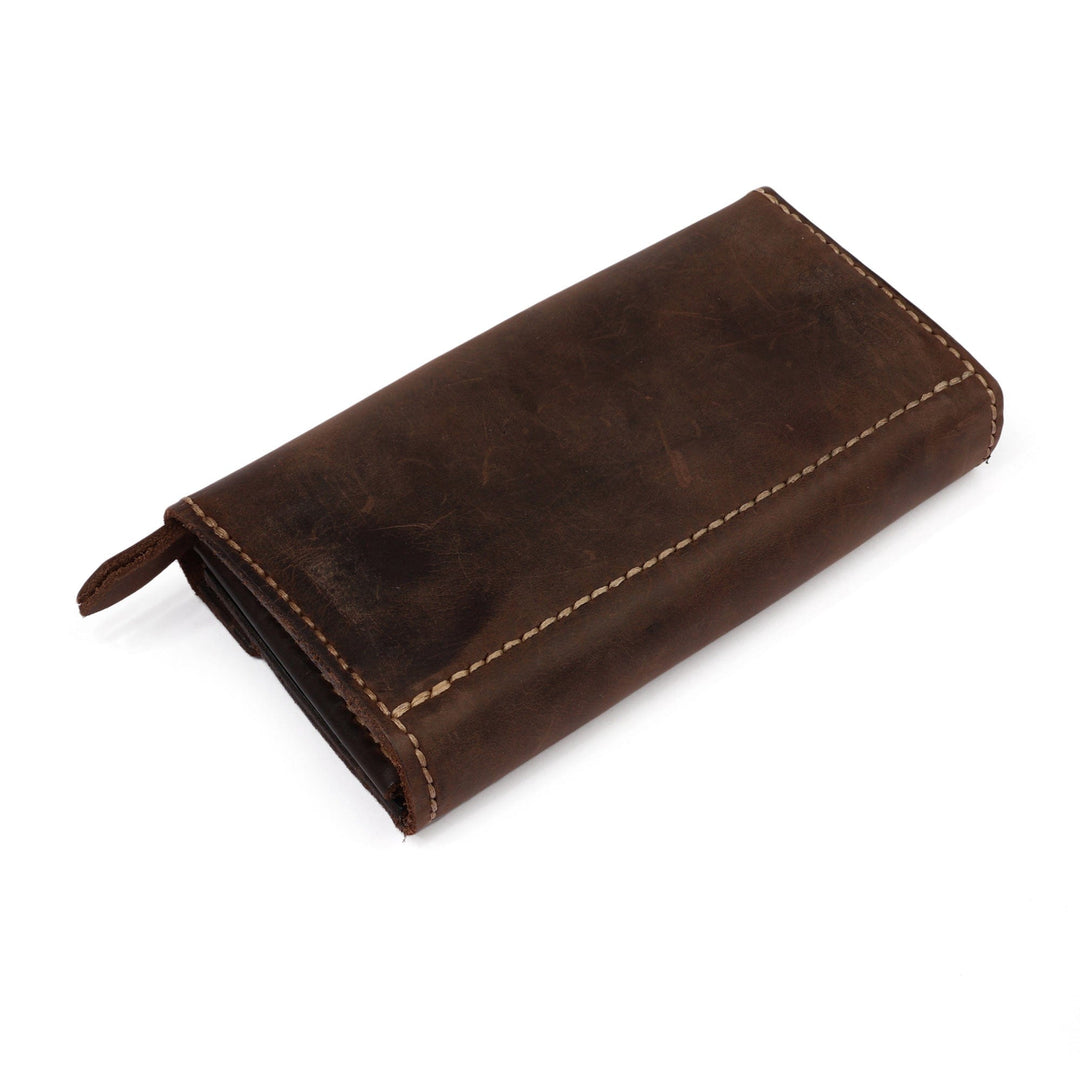Classic Handcrafted Chocolate Leather Clutch from Armenia - Chocolate Lady