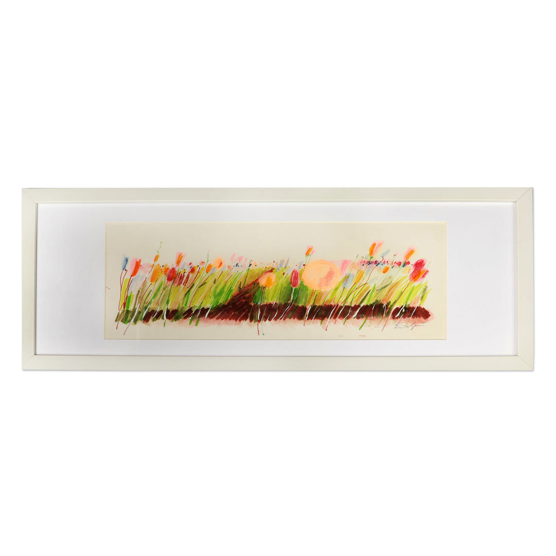 Spring-Themed Oil and Pencil on Paper Landscape Painting - Everything's Gonna Be Alright