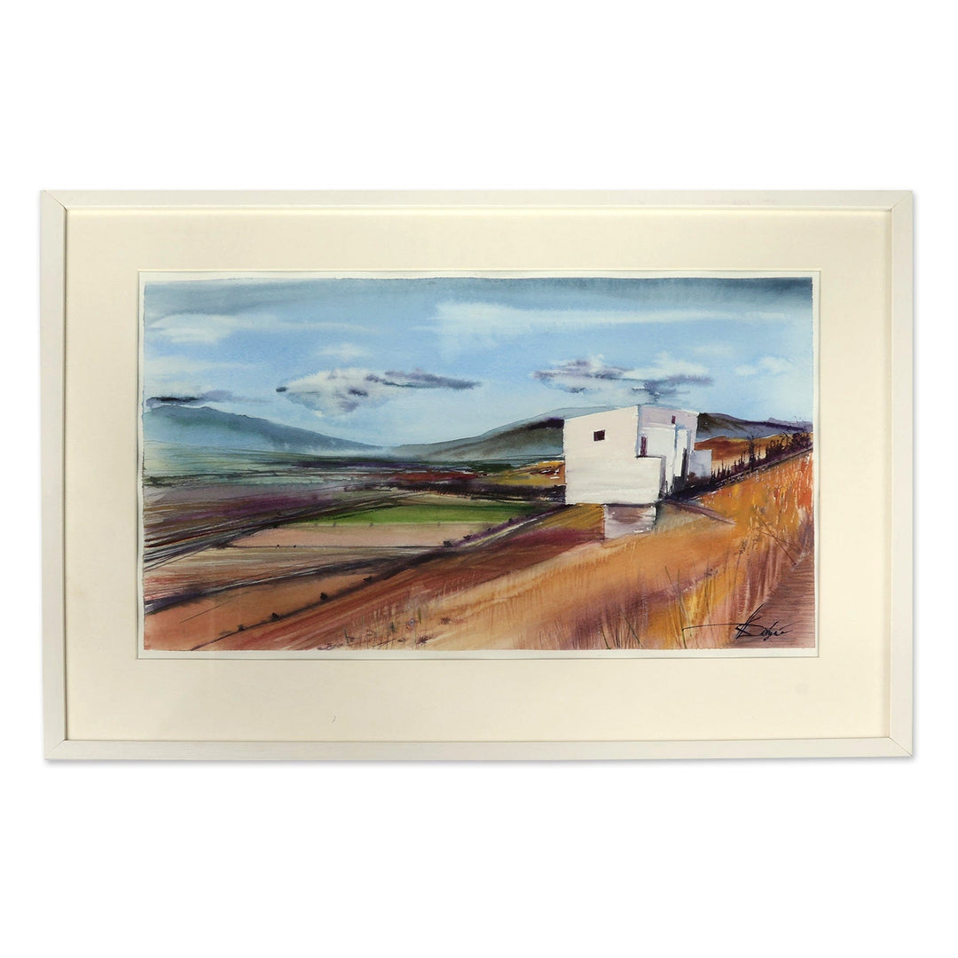 Classic Armenian Oil and Pencil on Paper Landscape Painting - Armenian Landscape