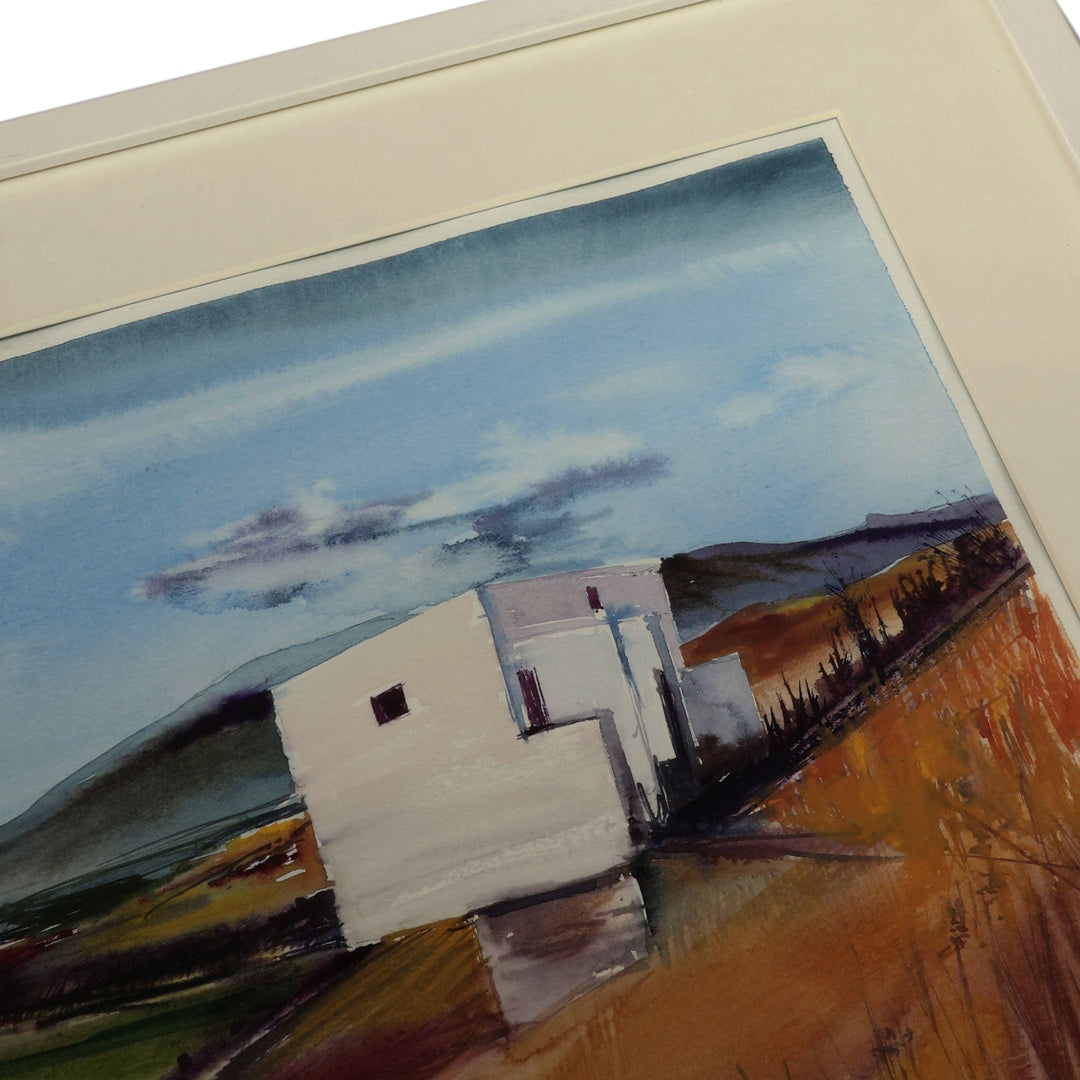 Classic Armenian Oil and Pencil on Paper Landscape Painting - Armenian Landscape