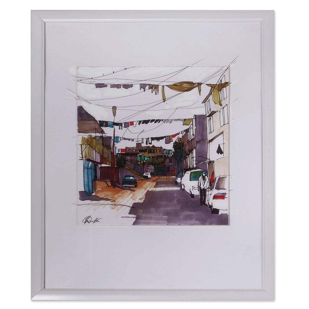 Impressionist Ink on Paper Painting of The Zeitoon District - Zeitoon