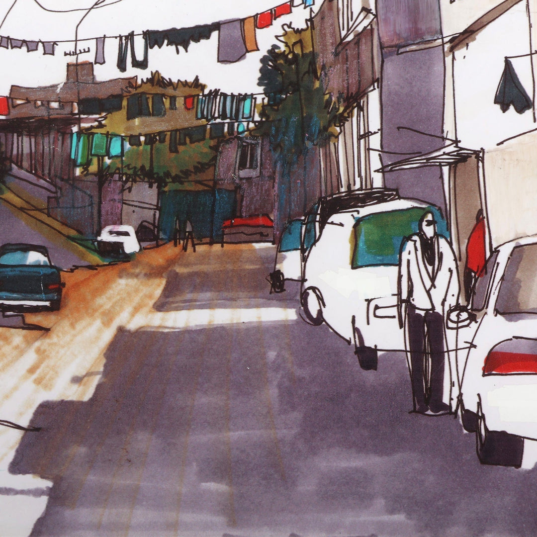 Impressionist Ink on Paper Painting of The Zeitoon District - Zeitoon