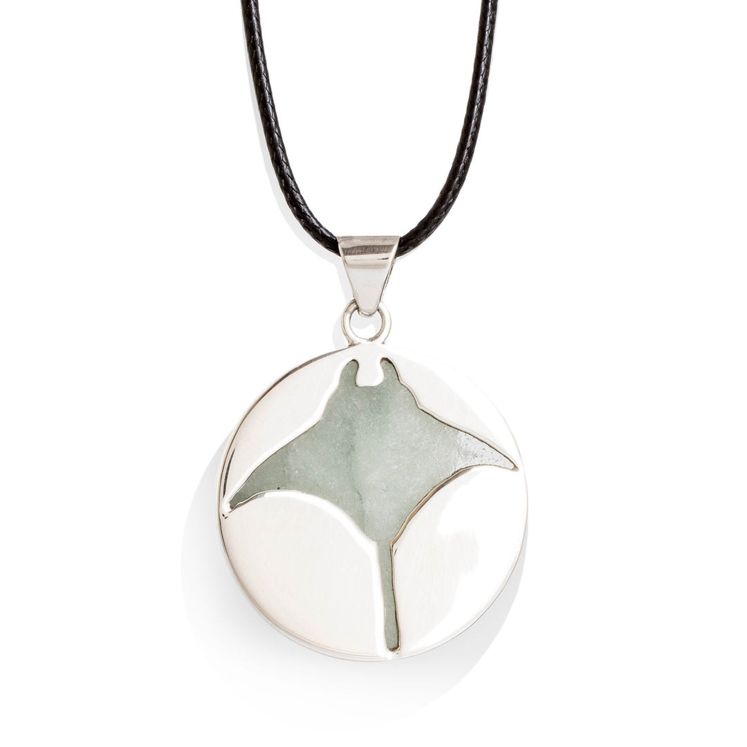 Ray-Themed Sterling Silver and Green Jade Pendant Necklace - Resilient Joy
