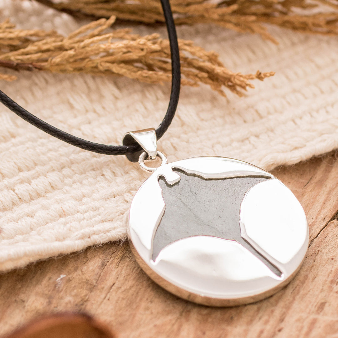 Ray-Themed Sterling Silver and Green Jade Pendant Necklace - Resilient Joy