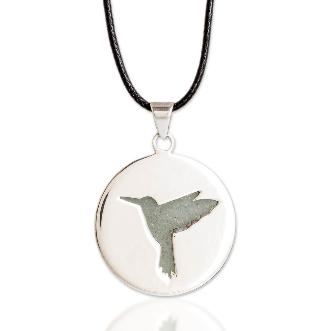 High-Polished Hummingbird-Themed Green Jade Pendant Necklace - Harmonious Joy