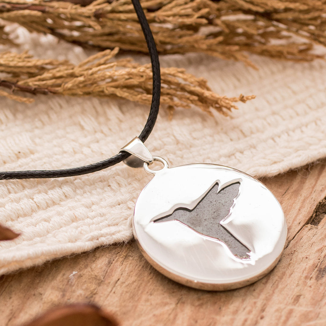 High-Polished Hummingbird-Themed Green Jade Pendant Necklace - Harmonious Joy