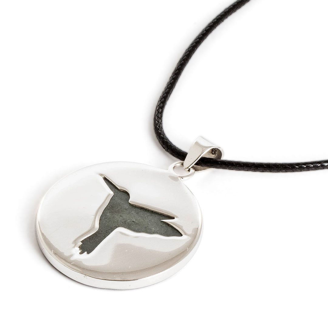 High-Polished Hummingbird-Themed Green Jade Pendant Necklace - Harmonious Joy