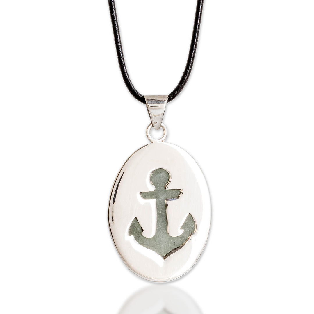 Nautical-Themed Sterling Silver and Jade Pendant Necklace - Spirited Sea