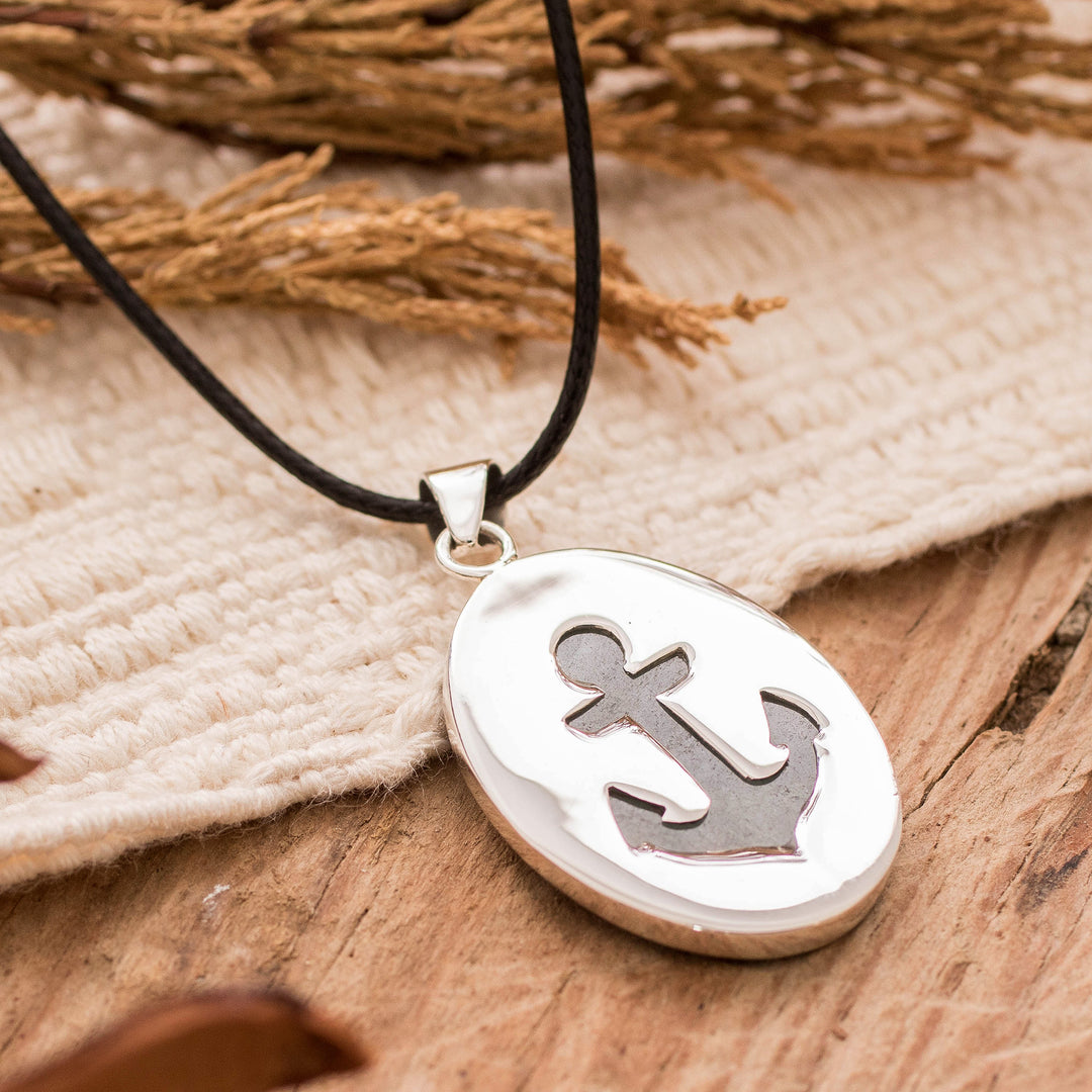 Nautical-Themed Sterling Silver and Jade Pendant Necklace - Spirited Sea