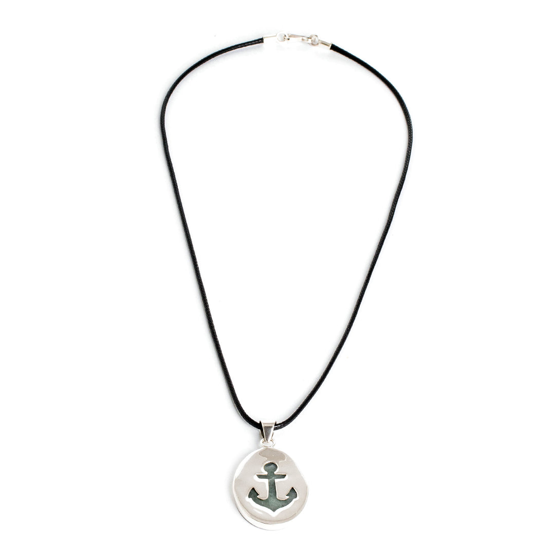 Nautical-Themed Sterling Silver and Jade Pendant Necklace - Spirited Sea
